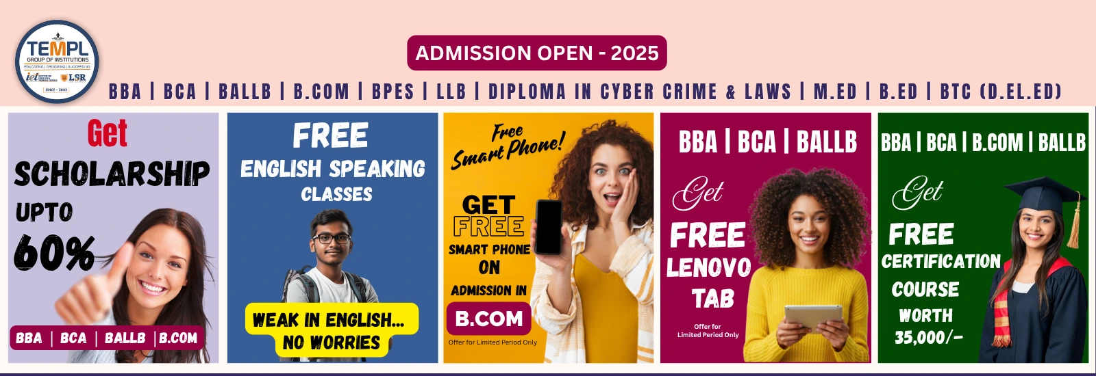 addmission in bba,bca,bcom,ballb
