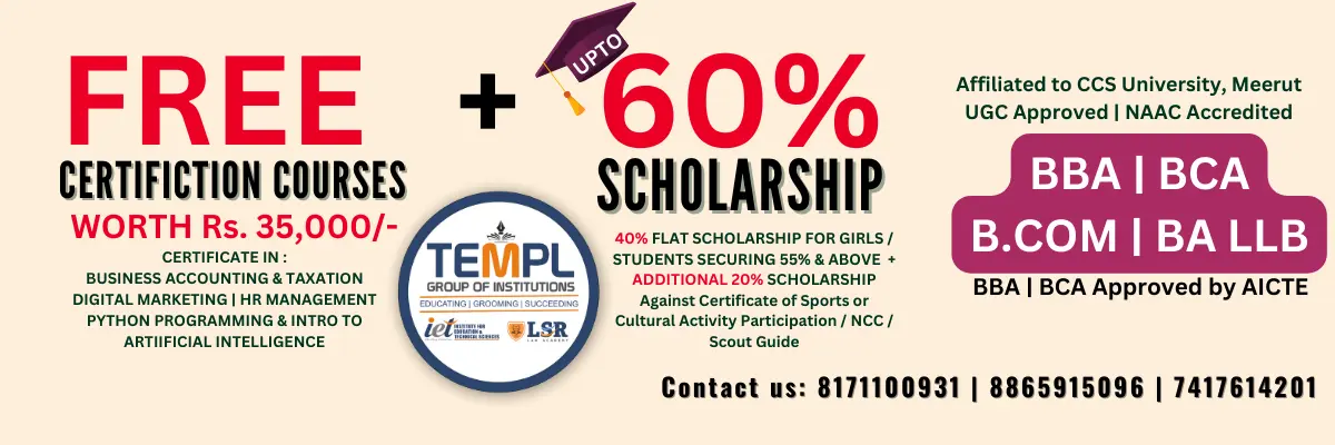 upto 60 % scholarship for bba,bca,bcom,ballb